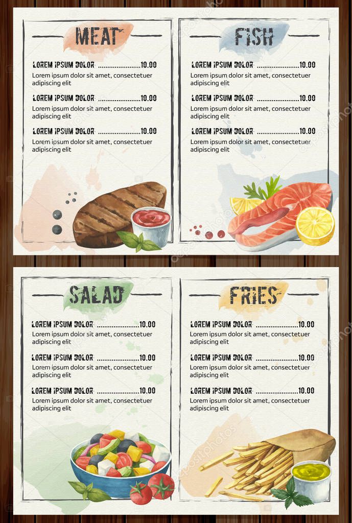 Cafe menu, template design illustration