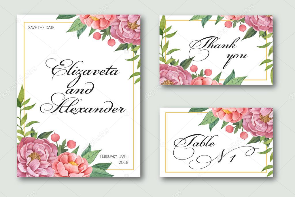 greeting card template with watercolor