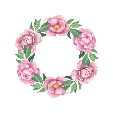 çiçek çerçeve şablonuyla suluboya davet