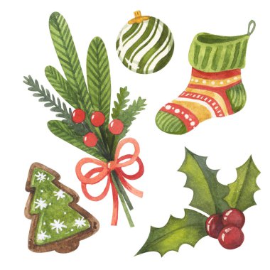  Sulu Boya Noel öğeleri kümesi