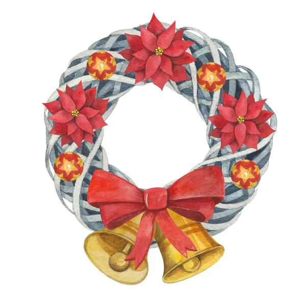 Christmas Wreath Watercolor — Stock Photo, Image