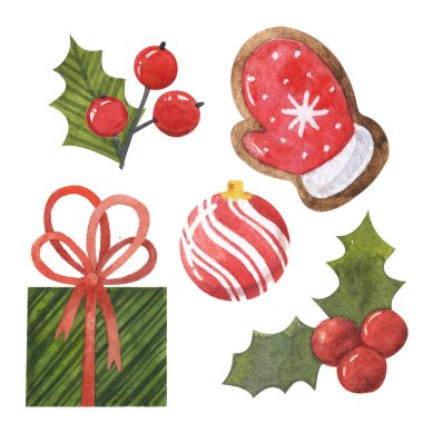 Christmas illüstrasyon suluboya kümesi