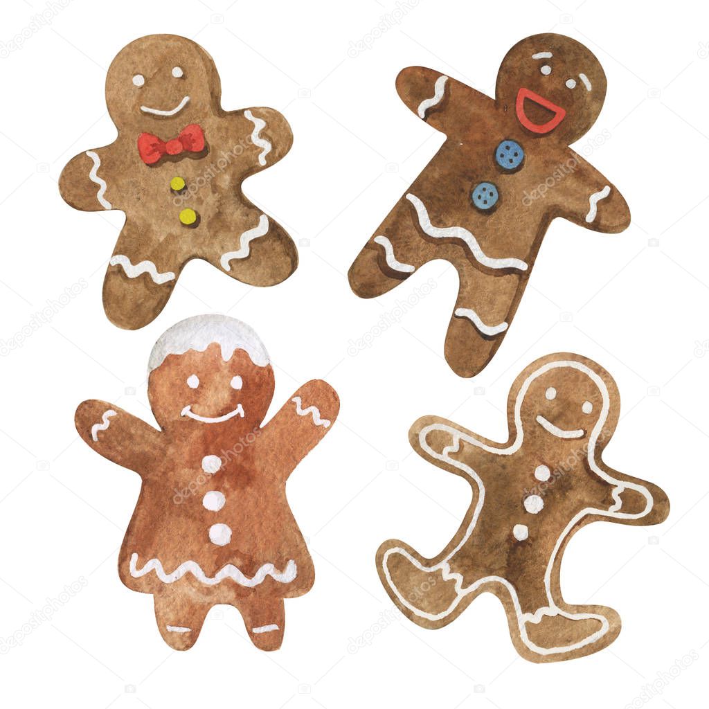  Watercolor set of christmas cookies