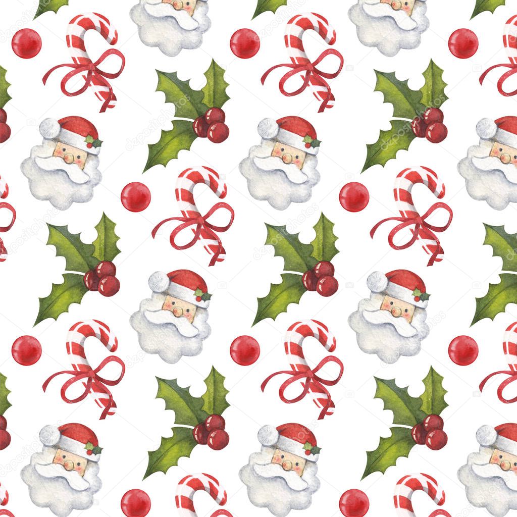 Christmas pattern in watercolor