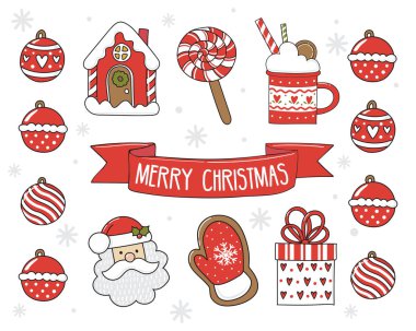 Neşeli Noel vektör çizim toplama