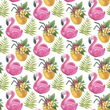 flamingo ile yaz tropikal desen
