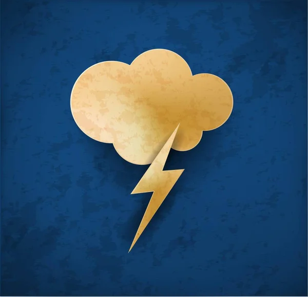 ヴィンテージ天気アイコン。雷雨と雲空 — ストックベクタ