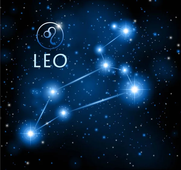Fond d'espace abstrait avec étoiles et constellation du Lion — Image vectorielle