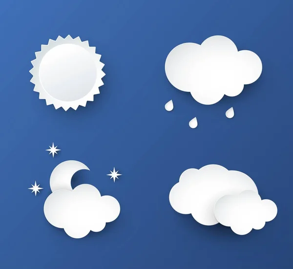 Icone del tempo - illustrazione della carta. Icona Sole e nuvole — Vettoriale Stock