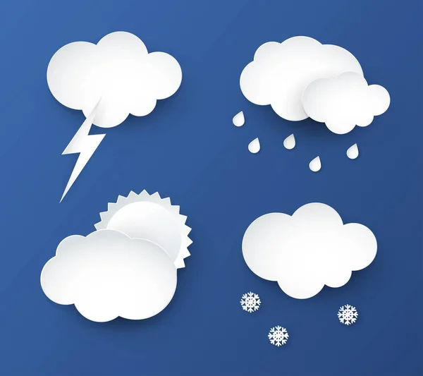 Icone del tempo - illustrazione della carta. Set vettore nuvola — Vettoriale Stock