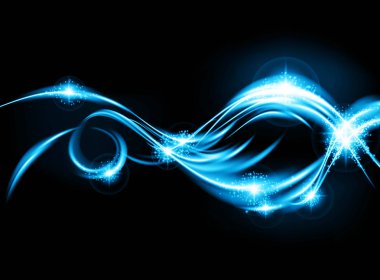 Siyah arka plan üzerinde Vektör awesome renkli dalgalar