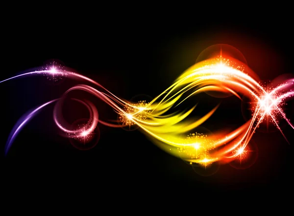 Vector awesome colorful waves on black background — Stock Vector