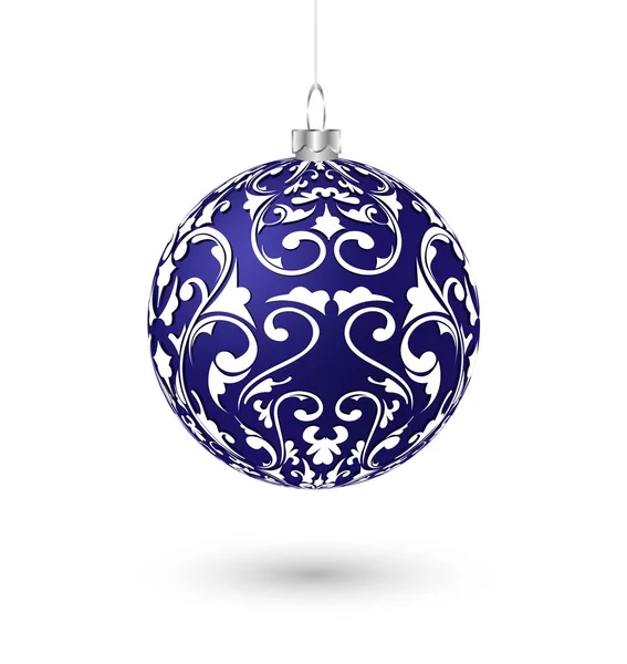 Bola azul isolada de árvore de Natal. Ilustração vetorial realista — Vetor de Stock