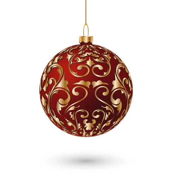 Albero di Natale isolato palla rossa. Illustrazione vettoriale realistica — Vettoriale Stock