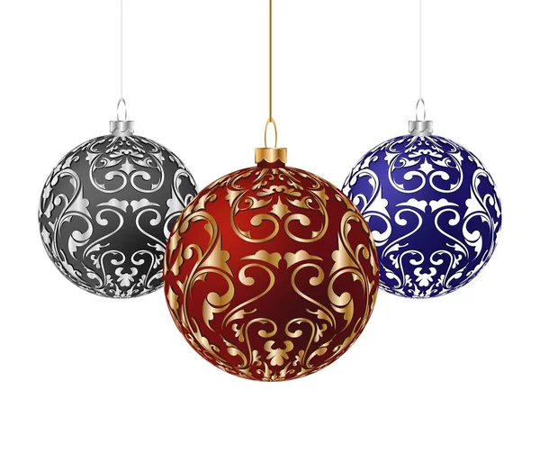 Geïsoleerde kerstboom ballen. Realistische vector illustratie — Stockvector