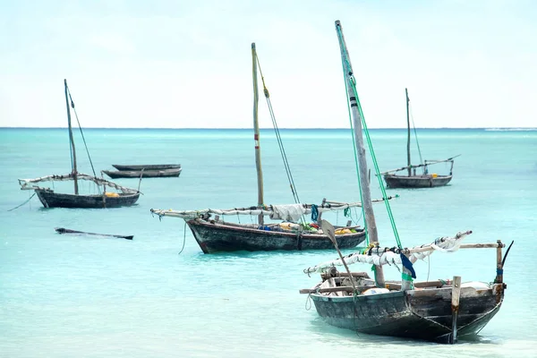 Dhow Bateaux Zanzibar Voiliers Mer Sur Île Zanzibar — Photo