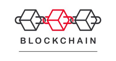 Blok zinciri Logo. Blok zinciri kavramı çizimi.
