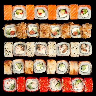 Yuvarlamalar siyah arkaplanda izole edilmiş olarak ayarlandı