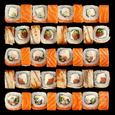 Yuvarlamalar siyah arkaplanda izole edilmiş olarak ayarlandı