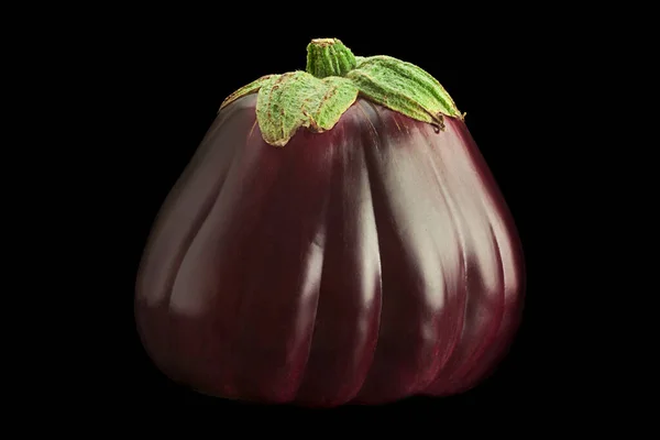 Paarse Aubergine Groente Geïsoleerd Zwarte Achtergrond — Stockfoto