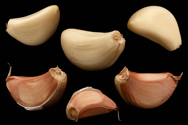 Garlic Vegetable Closeup Isolated Black Background — Stock Photo, Image