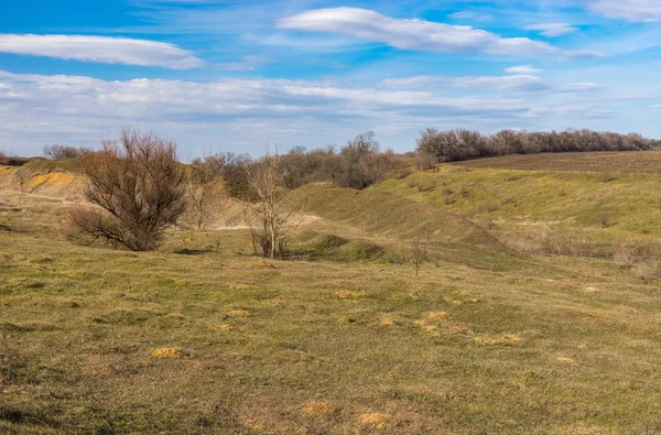 Vroege Voorjaar Landschap Heuvelachtige Landelijke Omgeving Centraal Oekraïne — Stockfoto
