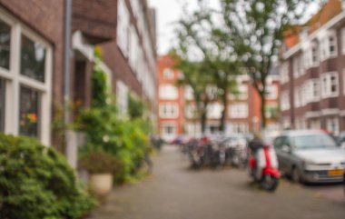 Bulanık doğal arka plan - Amsterdam City yaz sezonu, sokak