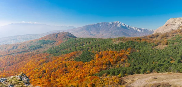 Panoramic Landscape Crimean Mountains Fall Season View Mountain Pasture Demerdzhi — Stock Photo, Image