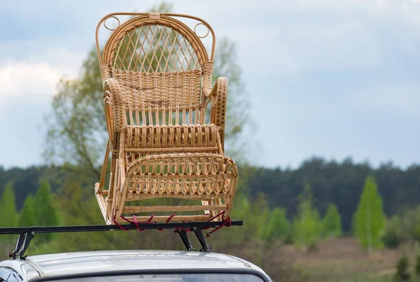 Cadeira Balanço Vime Telhado Carro Passageiro Transportatio — Fotografia de Stock