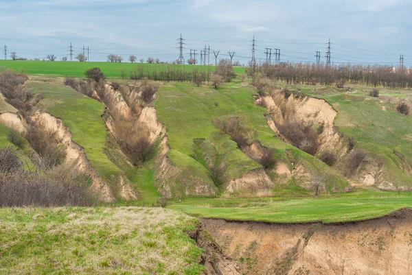 Paisaje Con Barrancos Principios Primavera — Foto de Stock