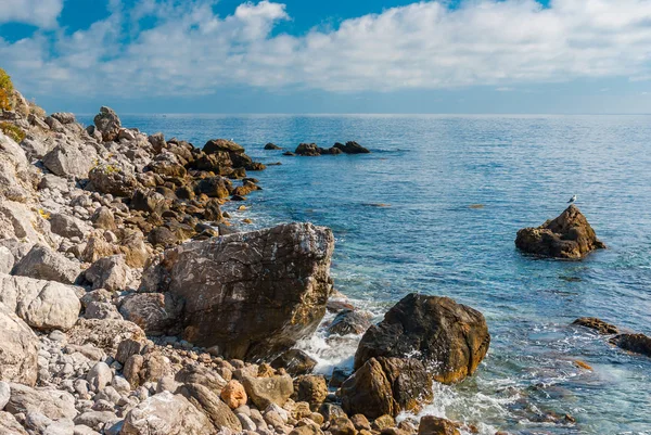 Karadeniz sahilinde sonbahar sezonu, doğal rezerv Cape Martyan, Kırım, Ukrayna