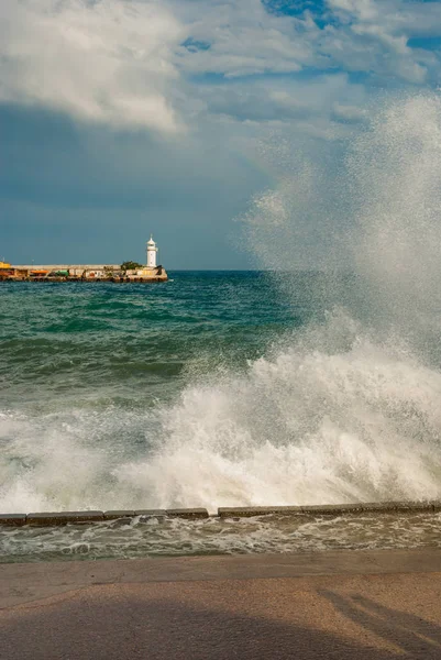 Tempête Sur Rivage Mer Noire Yalta Ukraine — Photo