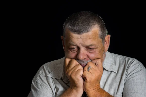 Портрет Пожилого Человека Отчаянно Думающего Жизненных Проблемах — стоковое фото
