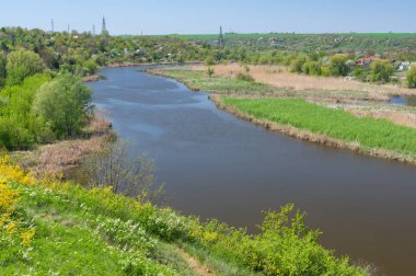 Bahar, yatay, Sura nehir ve Dnipro city, Ukrayna yakınındaki yazlık evler
