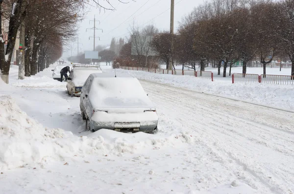 Dnepropetrosk Ukrajna 2014 December Street Város Után Egy Hóvihar — Stock Fotó