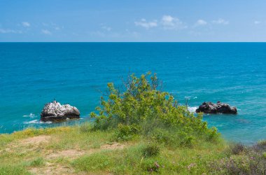 Ukrayna, Cape Martyan Reserve 'deki Vahşi Kırım manzarası.