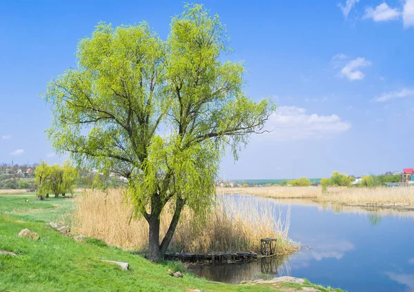 Ukrainian Spring Landscape River Quiet Place Fishing — Stock Photo, Image