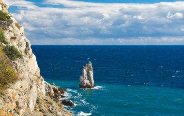 Yalta yakınlarındaki Karadeniz manzarası, Kırım, Ukrayna