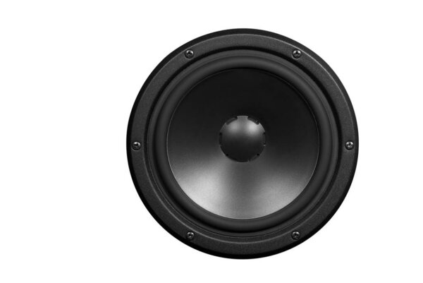 Low-frequency loudspeaker on a white background.
