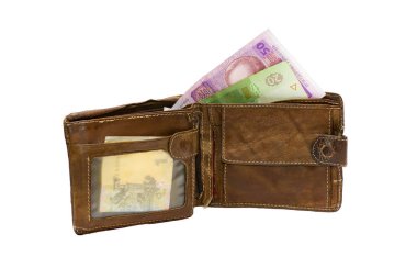 Ukrayna parasıyla takılmış cüzdan (Hryvnia).