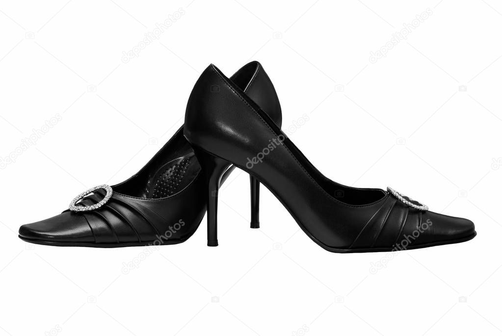 Black women's shoes on a white background (including clipping path).