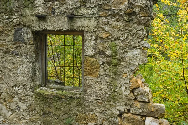 Ruinous old building - window in nature.