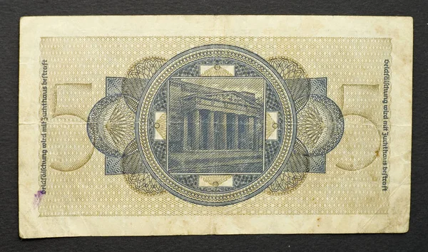Duitsland Circa 1940 Een Bankbiljet Van Reichsmark Waard Omgekeerde Kant — Stockfoto
