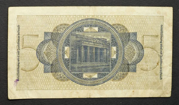 Germany Circa 1940 Banknote Reichsmark Worth Reverse Side Circa 1940 — Stock Photo, Image