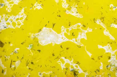 Soyut arka plan - balık çorbası yüzeyinde beyaz madde