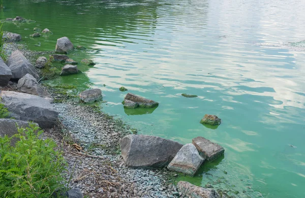 Rocky Dnipro Riverside Center Same Name City Covered Green Slush — Stock Photo, Image