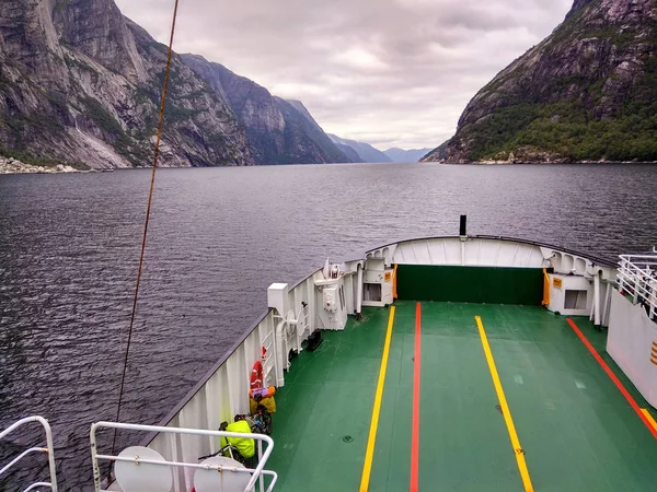 Lysebotn Noruega Junio 2018 Crucero Pasajeros Ferry Carga Lysefjord Único — Foto de Stock