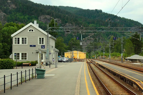 Sira Norwegen Juni 2018 Sira Bahnhof Dorf Sira Flekkefjord Norwegen — Stockfoto