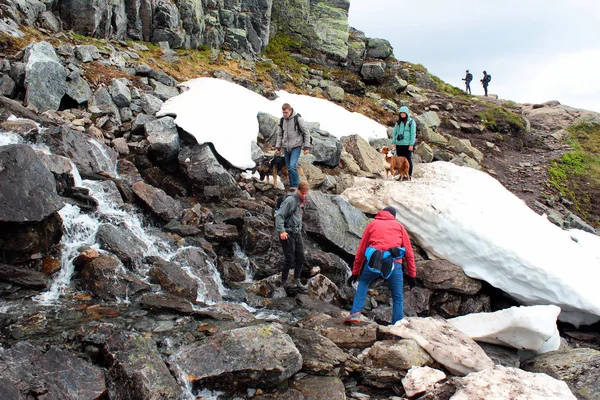 Skjeggedal Norge Juni 2018 Turister Väg Till Trolltunga Den Spektakulära — Stockfoto