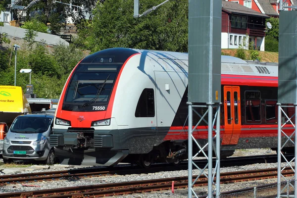 Voss Noruega Junho 2018 Trem Nsb Estação Ferroviária Voss Principal — Fotografia de Stock